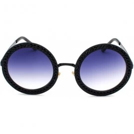 Round Women Diamond Rhinestone Sunglasses Oversized Round Metal Frame - Black- Grey Gradient Lens - CX18SGWUOS7 $30.72