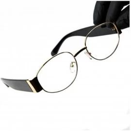 Oval Mens Top Quality Fashion Black Gold Frame Clear Lens Round Oval Retro Glasses - CC196IHU0TL $42.54