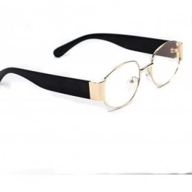 Oval Mens Top Quality Fashion Black Gold Frame Clear Lens Round Oval Retro Glasses - CC196IHU0TL $19.59