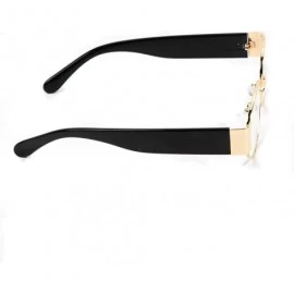 Oval Mens Top Quality Fashion Black Gold Frame Clear Lens Round Oval Retro Glasses - CC196IHU0TL $19.59