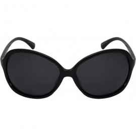Oval Women's Stylish Oval Frame Sunglasses with Polarized Lens 31875-P - Black - CI128UGGT0R $9.56