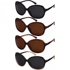 Oval Women's Stylish Oval Frame Sunglasses with Polarized Lens 31875-P - Black - CI128UGGT0R $9.56