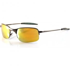 Sport Mens Sports Driving Semi-Rimless Rectangular Mirrored Sunglasses Spring Temple A065 - Black/ Orange Rv - CH189HGS8MX $2...