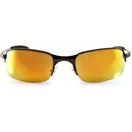 Sport Mens Sports Driving Semi-Rimless Rectangular Mirrored Sunglasses Spring Temple A065 - Black/ Orange Rv - CH189HGS8MX $9.96