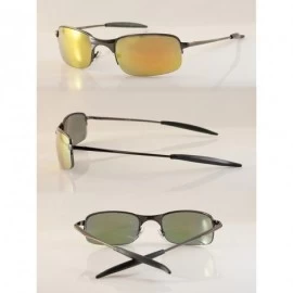 Sport Mens Sports Driving Semi-Rimless Rectangular Mirrored Sunglasses Spring Temple A065 - Black/ Orange Rv - CH189HGS8MX $9.96