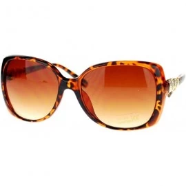 Butterfly Womens Oversized Butterfly Metal Nugget Rhinestone Diva Sunglasses - Tortoise - CT11NOV7BXN $10.17