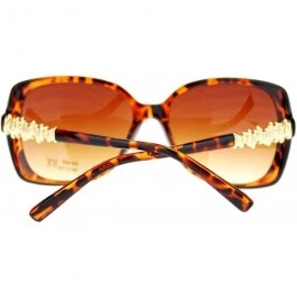 Butterfly Womens Oversized Butterfly Metal Nugget Rhinestone Diva Sunglasses - Tortoise - CT11NOV7BXN $10.17