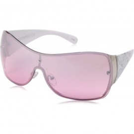 Oversized Women's 1024SP Classic Shield Sunglasses with 100% UV Protection - 170 mm - Silver/Pink - C118NGAM2SO $36.18