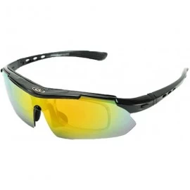Sport Polarized Sunglasses Interchangeable Cycling Baseball - Black - CU184KEE7DG $70.65