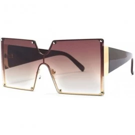Oversized Fashion Square Sunglasses Women Er Oversized Gradient Blue Black One Piece Sun Glasses Style Shades UV400 - CV199CC...