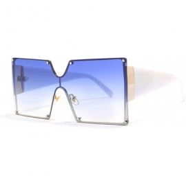 Oversized Fashion Square Sunglasses Women Er Oversized Gradient Blue Black One Piece Sun Glasses Style Shades UV400 - CV199CC...