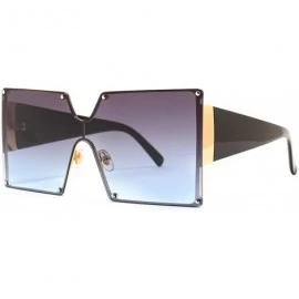 Oversized Fashion Square Sunglasses Women Er Oversized Gradient Blue Black One Piece Sun Glasses Style Shades UV400 - CV199CC...