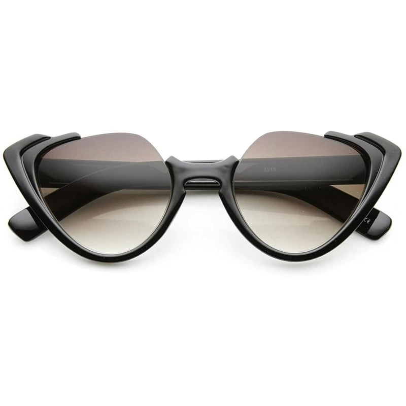 Semi-rimless High Fashion Open Top Semi-Rimless Womens Cat Eye Sunglasses - Solid-black Lavender - CZ11YEJ7V2F $8.47