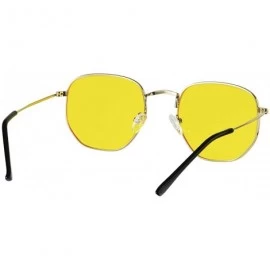 Shield Small Hexagon Flat Lens Sunglasses for Women Men Vintage Hipster Style Polygon Aviator Sun Glasses - CQ193K3HUIS $12.67