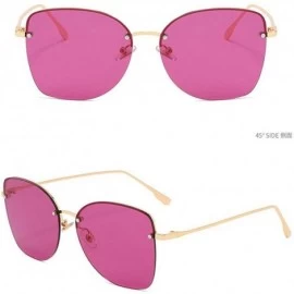 Square 2019 new rivet fashion half frame trend unisex brand designer sunglasses UV400 - Red - CM18AWNLGG7 $15.59