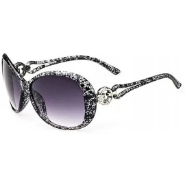Oval Women Fashion Oval Shape UV400 Framed Sunglasses Sunglasses - Black White - CK1987Y7W73 $14.04