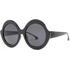 Round New round big box fashion street beat tide ladies retro UV400 protective sunglasses - Black - CP18LIA60E0 $12.34