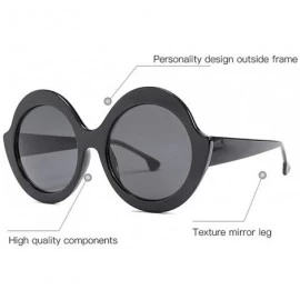 Round New round big box fashion street beat tide ladies retro UV400 protective sunglasses - Black - CP18LIA60E0 $12.34