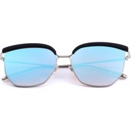 Cat Eye Women Sunglasses Oversized Cat Eye Sunglasses for Women Mirrored Lenses S6278 - Blue - CW18C7WZ7GN $14.75
