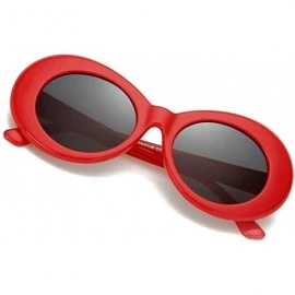 Goggle Clout Goggles Sunglasses for women men Bold Retro Oval Round Lens - Red - CL1922I4U84 $10.80