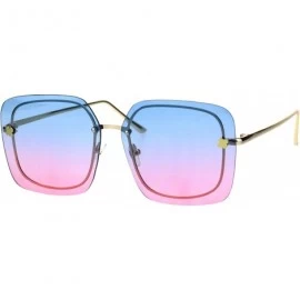 Oversized Womens Square Sunglasses Designer Style Shadow Rim Gold Frame UV 400 - Gold - CD18Q9XAZS8 $8.51