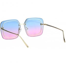 Oversized Womens Square Sunglasses Designer Style Shadow Rim Gold Frame UV 400 - Gold - CD18Q9XAZS8 $8.51