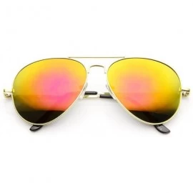 Aviator Classic Metal Frame Spring Hinges Color Mirror Lens Aviator Sunglasses 56mm - Gold / Red Mirror - CH11DV2ZTM5 $19.39