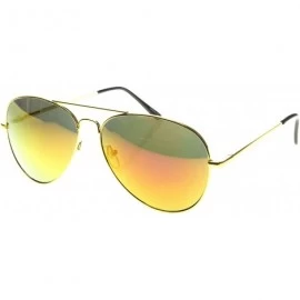 Aviator Classic Metal Frame Spring Hinges Color Mirror Lens Aviator Sunglasses 56mm - Gold / Red Mirror - CH11DV2ZTM5 $9.83