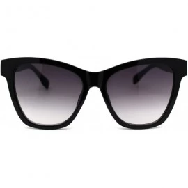 Oversized Womens Thick Horn Rim Oversize Retro Fashion Sunglasses - Black Silver Smoke - CT18YTD7WET $23.59