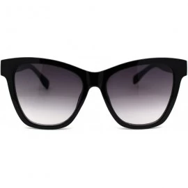 Oversized Womens Thick Horn Rim Oversize Retro Fashion Sunglasses - Black Silver Smoke - CT18YTD7WET $14.66