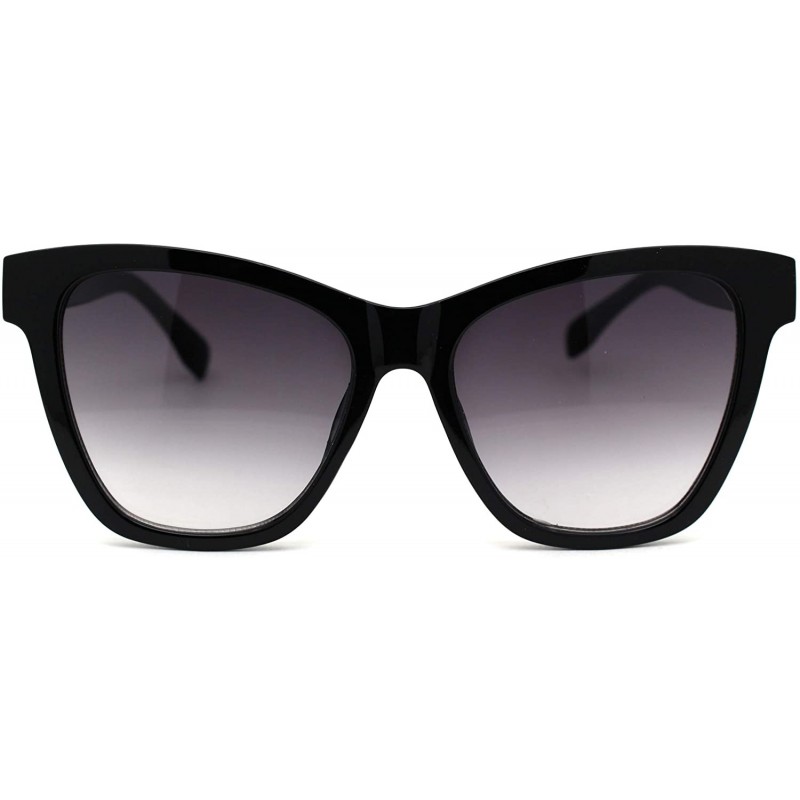Oversized Womens Thick Horn Rim Oversize Retro Fashion Sunglasses - Black Silver Smoke - CT18YTD7WET $14.66