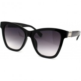 Oversized Womens Thick Horn Rim Oversize Retro Fashion Sunglasses - Black Silver Smoke - CT18YTD7WET $14.66