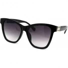 Oversized Womens Thick Horn Rim Oversize Retro Fashion Sunglasses - Black Silver Smoke - CT18YTD7WET $14.66