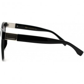 Oversized Womens Thick Horn Rim Oversize Retro Fashion Sunglasses - Black Silver Smoke - CT18YTD7WET $14.66