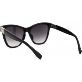 Oversized Womens Thick Horn Rim Oversize Retro Fashion Sunglasses - Black Silver Smoke - CT18YTD7WET $14.66