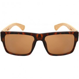 Rectangular Retro Square Wooden Bamboo Sunglasses 540894BM-SD - Matte Tortoise/Brown Lens - CX1884YU5IW $13.47
