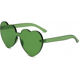 Square Fashion Rimless One Piece Clear Lens Color Candy Sunglasses - Green - CA18ERNUSMD $8.94