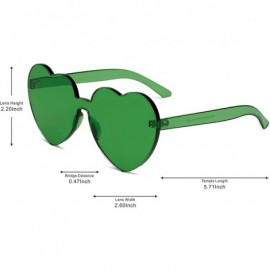 Square Fashion Rimless One Piece Clear Lens Color Candy Sunglasses - Green - CA18ERNUSMD $8.94