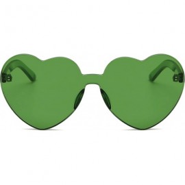 Square Fashion Rimless One Piece Clear Lens Color Candy Sunglasses - Green - CA18ERNUSMD $8.94