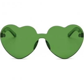Square Fashion Rimless One Piece Clear Lens Color Candy Sunglasses - Green - CA18ERNUSMD $8.94