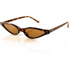 Cat Eye 90s Vintage Extreme Wide Metal Accent Slim Cat-Eye Sunglasses A146 - Tortoise/ Brown - CW18CHHRL2U $22.91
