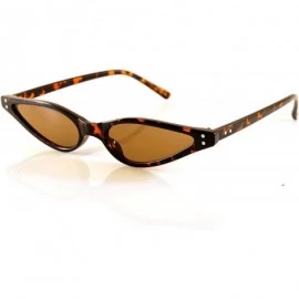 Cat Eye 90s Vintage Extreme Wide Metal Accent Slim Cat-Eye Sunglasses A146 - Tortoise/ Brown - CW18CHHRL2U $21.00