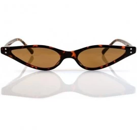 Cat Eye 90s Vintage Extreme Wide Metal Accent Slim Cat-Eye Sunglasses A146 - Tortoise/ Brown - CW18CHHRL2U $12.82