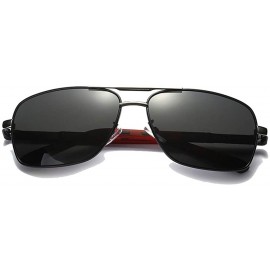 Aviator Al-mg Double Bridge Cool Men Frame Sun Glasses Polarized Mirror Sunglasses Myopia Minus Lens - Black - CI1904CQ9O3 $6...
