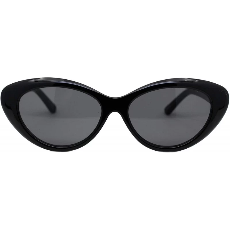 Oval Womens Oval Cateye Sunglasses Vintage Classic Fashion Shades UV 400 - Black (Black) - CS194X69E26 $10.62