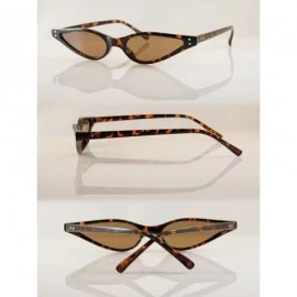 Cat Eye 90s Vintage Extreme Wide Metal Accent Slim Cat-Eye Sunglasses A146 - Tortoise/ Brown - CW18CHHRL2U $12.82