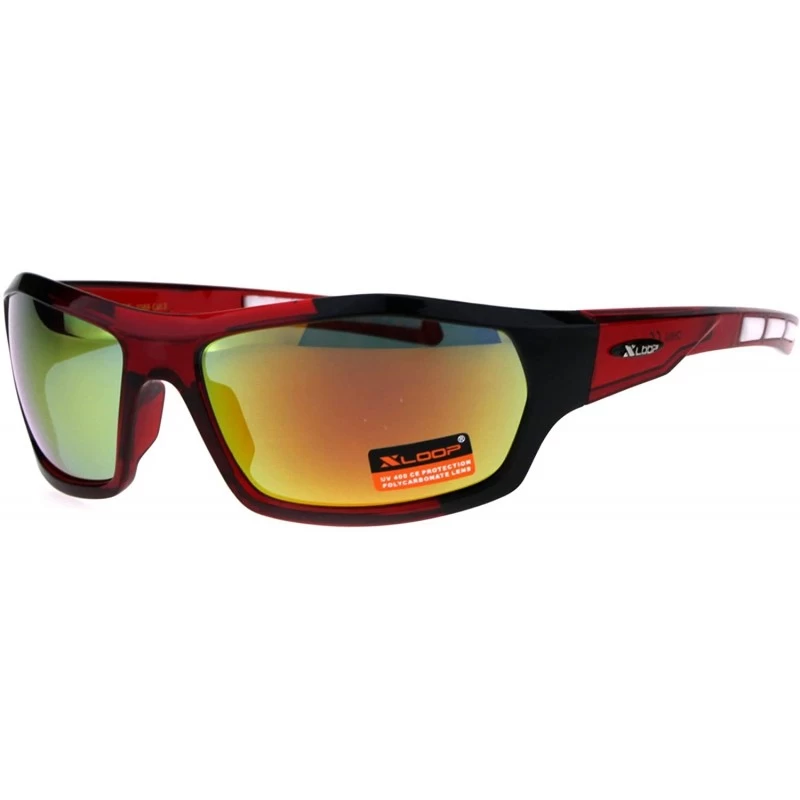 Sport Mens Rectangular Xloop Plastic Retro Sport Plastic Sunglasses - Red Yellow - C118E9EEXEY $7.46