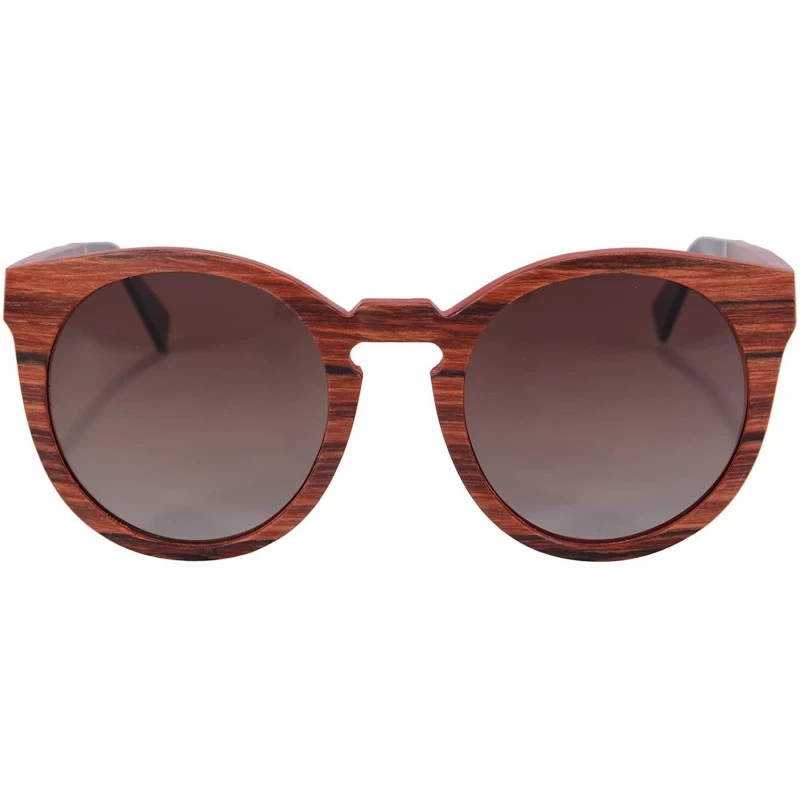 Aviator Retro Vintage Polarized Wood Sunglasses Wood Frame-SG73006 - Redsandalwood- Gradient Brown - CE18DUI0UOW $36.80