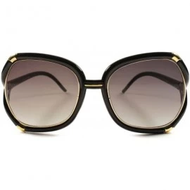 Oversized Vintage Retro Designer Fashion Stylish Oversized Womens Sunglasses - Black - CA18XK2HQ3U $19.89