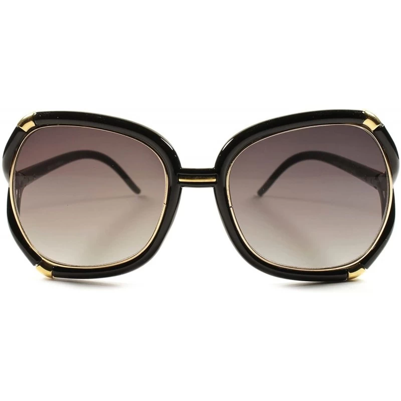 Oversized Vintage Retro Designer Fashion Stylish Oversized Womens Sunglasses - Black - CA18XK2HQ3U $12.73